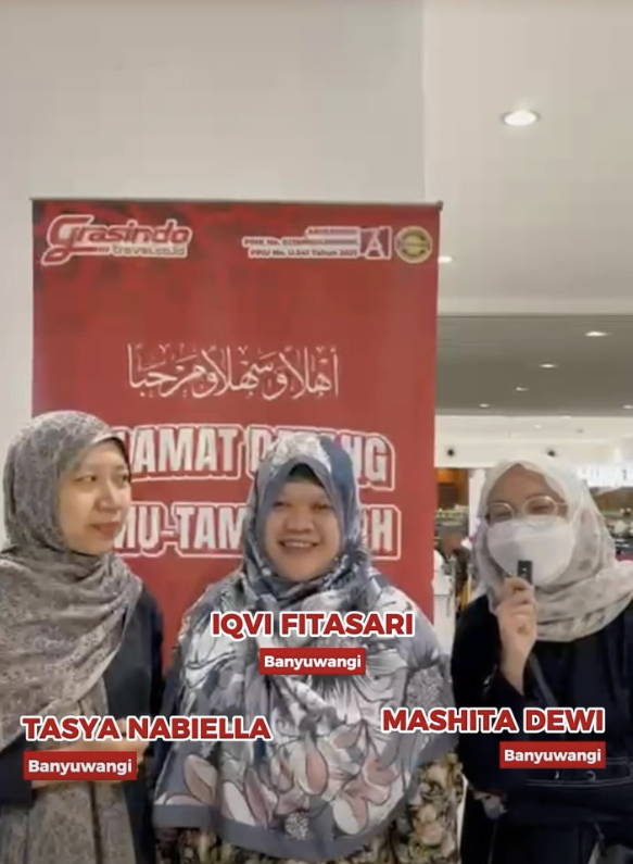 Ibu Tasya Nabiella, Ibu Iqvi Fitasari, dan Ibu Mashita Dewi - Umrah Kloter 219